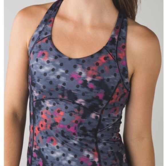 EC Lululemon Kanto Catch Me Tank - Windy Blooms Regal Plum Multi / Black - Sz 4 - Picture 1 of 5